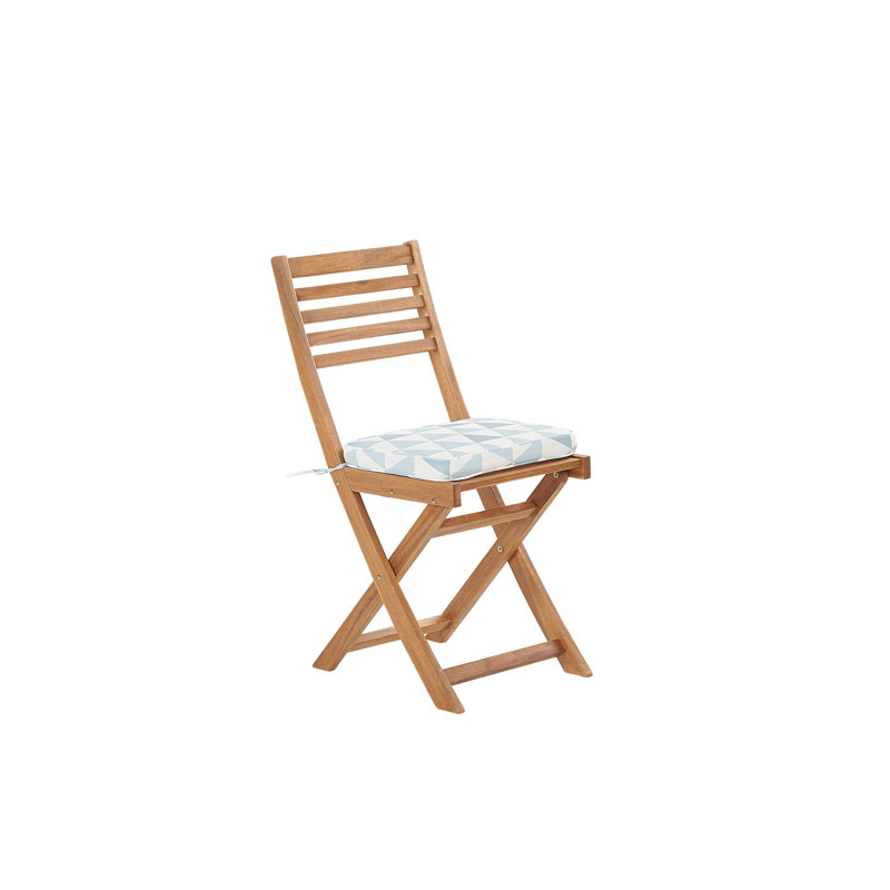 Ahile 2 - Person Acacia Solid Wood Patio Dining Set Square Table with Cushions Included, Light Wood
