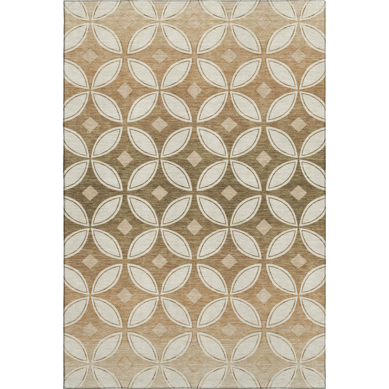 Premium Machine Washable Mayfield AMF2423 Geometric Rug, 3' x 5', Copper