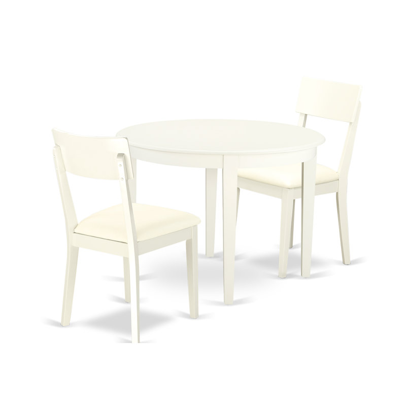 Ensemble de salle à manger en bois d'hévéa massif Hillhouse, 3 (1 table + 2 chaises)