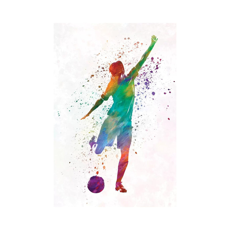Woman Soccer Player 09 in Watercolour 1 Piece Wrapped Canvas Painting, 101.6 cm H x 66.04 cm W