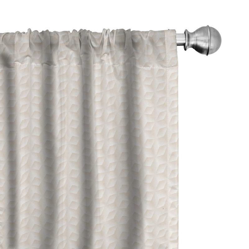 Continuous Diagonal Diamond Geometric Semi-Sheer Rod Pocket Curtain Panels, 28" x 63"