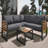 4 Pieces Outdoor Patio Conservation Set, Metal and Wood Frame Sectional L-shaped Sofa with Soft Cushion and a Coffee Tables for Garden, Backyard, Porch and Deck,-1147241320