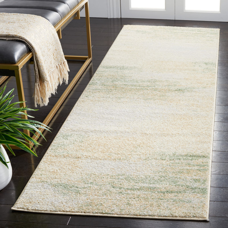 Algonquin Performance Abstract Rug, Runner 2'6" x 6', Gold/Ivory