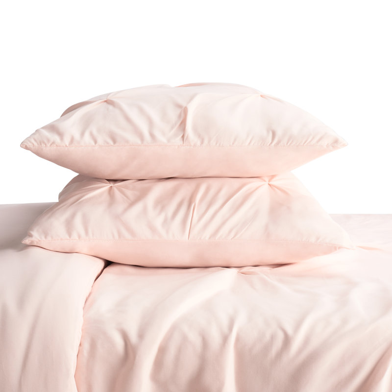 Blush Pleated Twin/Twin XL Duvet Cover Set with Shams
