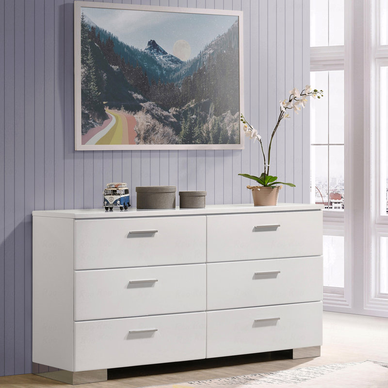 Commode 6 tiroirs, ultrabrillante