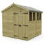 Total Sheds 8ft x 8ft Apex Garden Shed - Double Door - With Windows - Pressure Treated Timber - UK Manufactured