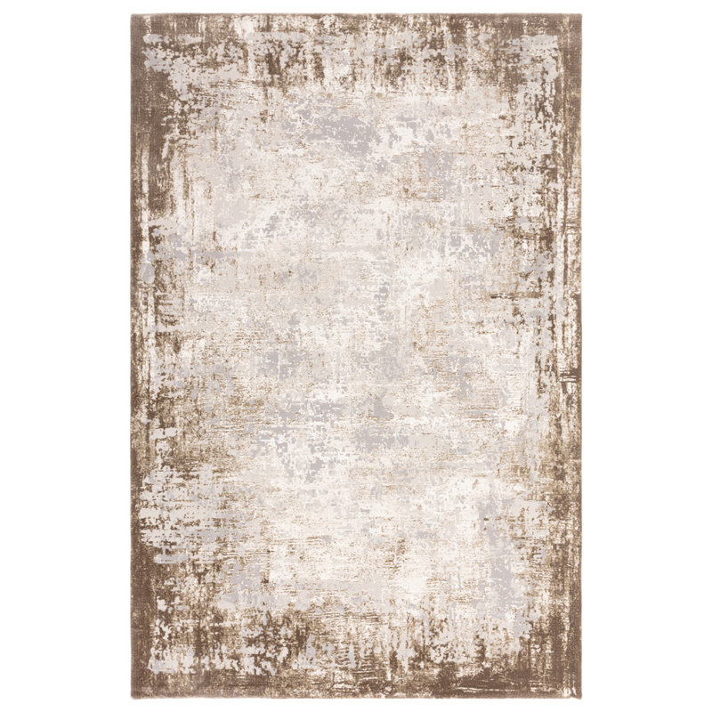 Abstract Beige Luxurious Modern Easy To Clean Rug For Dining Room Bedroom & Living Room, Rectangle 120 x 170cm