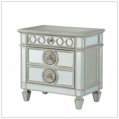 Table de chevet glamour de luxe et miroir avec 2 tiroirs spacieux, parfaite pour les chambres modernes et élégantes