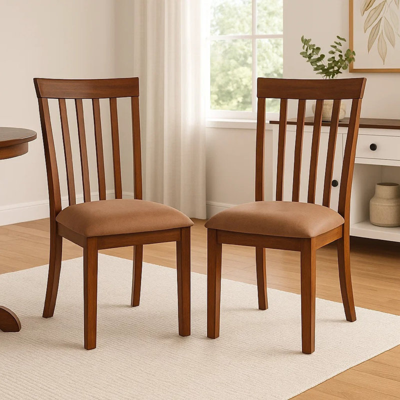 Ensemble de 2 chaises d'appoint Odel, brun foncé en bois massif à lattes