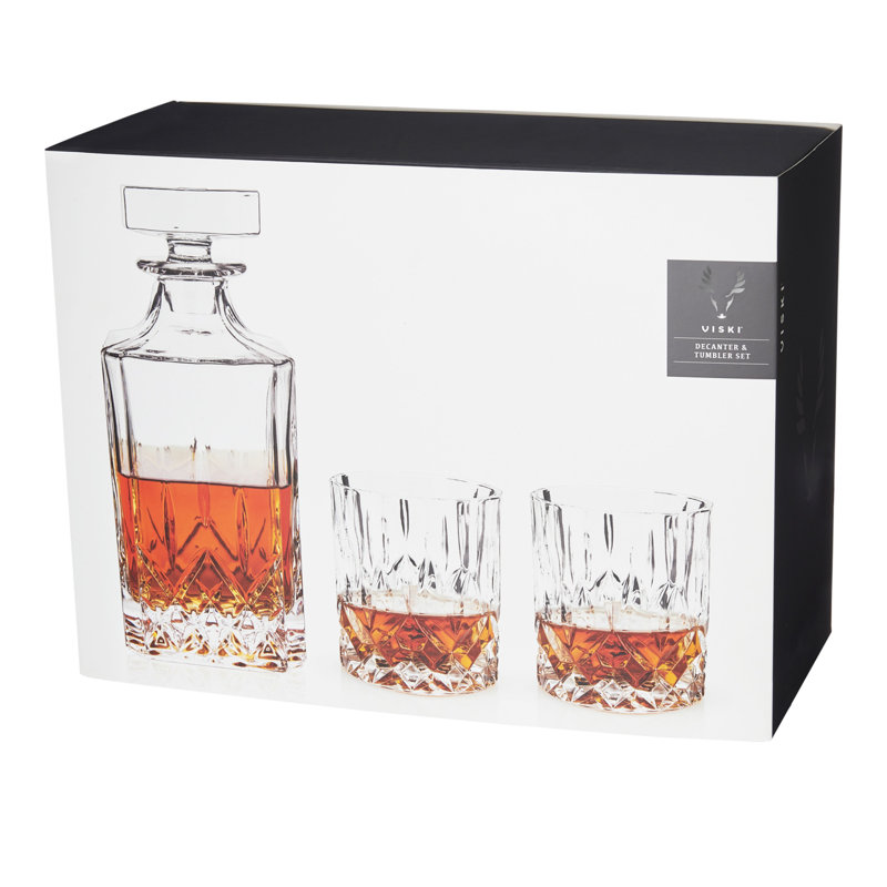 Viski Admiral Crystal Decanter and Tumbler Set