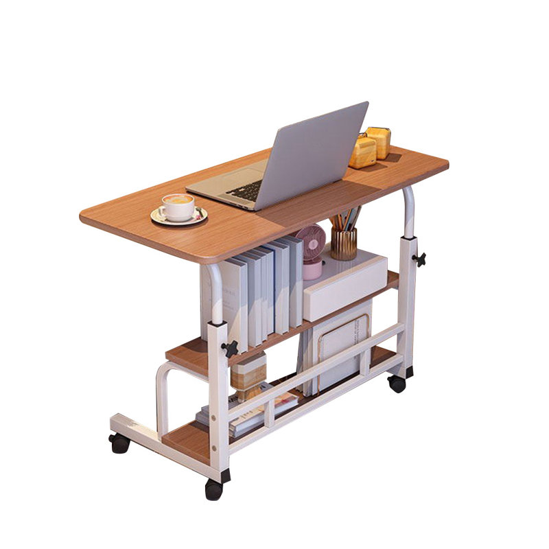Bureau à domicile à roulettes sur roulettes, H 25,59 po x l 17,72 po x P 17,72 po, Brun 60 x 40 cm