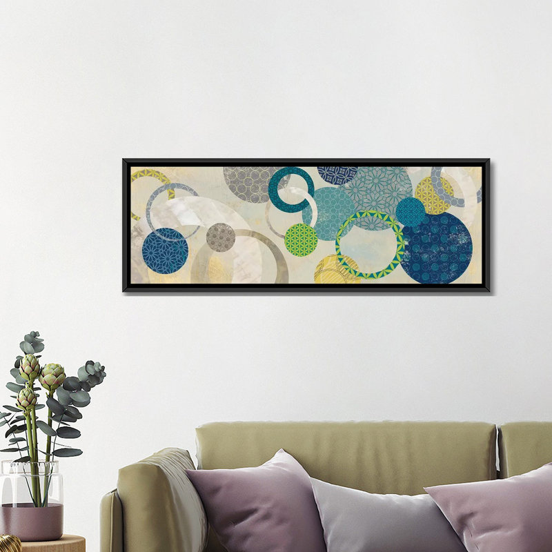 «Around We Go», impression sur toile tendue, H 12 po x l 36 po x P 1,5 po, Cadre noir