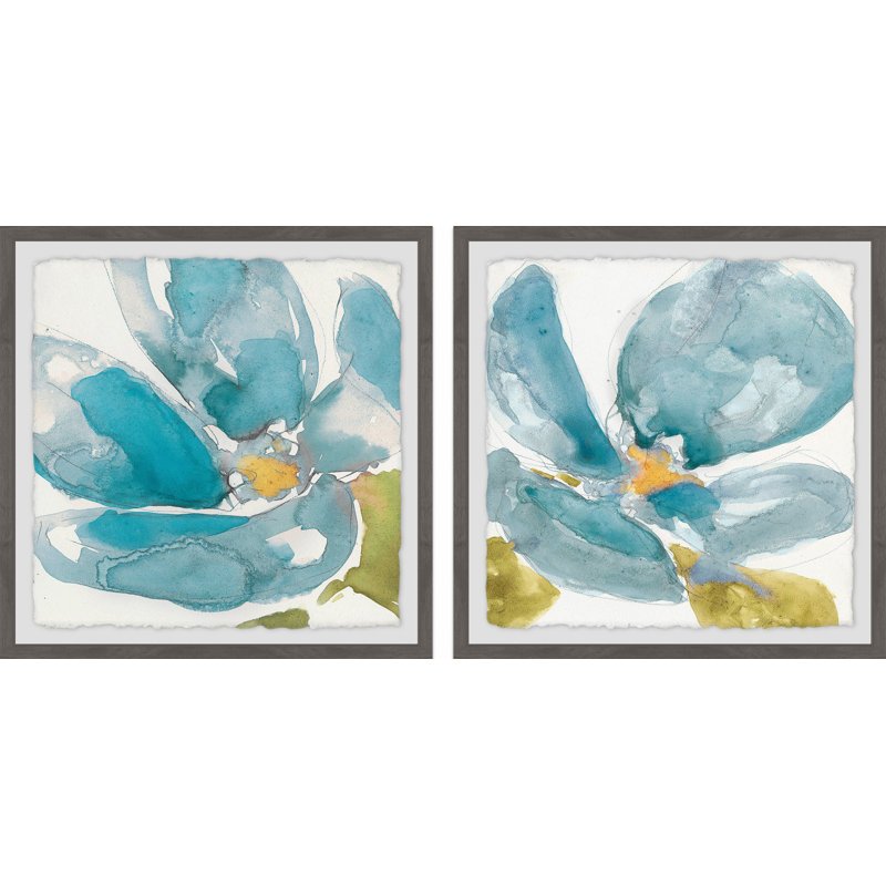 Flower Splash III - ensemble de 2 reproductions de cadres photo, H 18 po x l 18 po x L 1,5 po