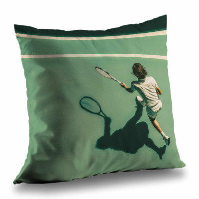 Tennis Player Beige Outdoor Throw Pillow | Sports Home Decor