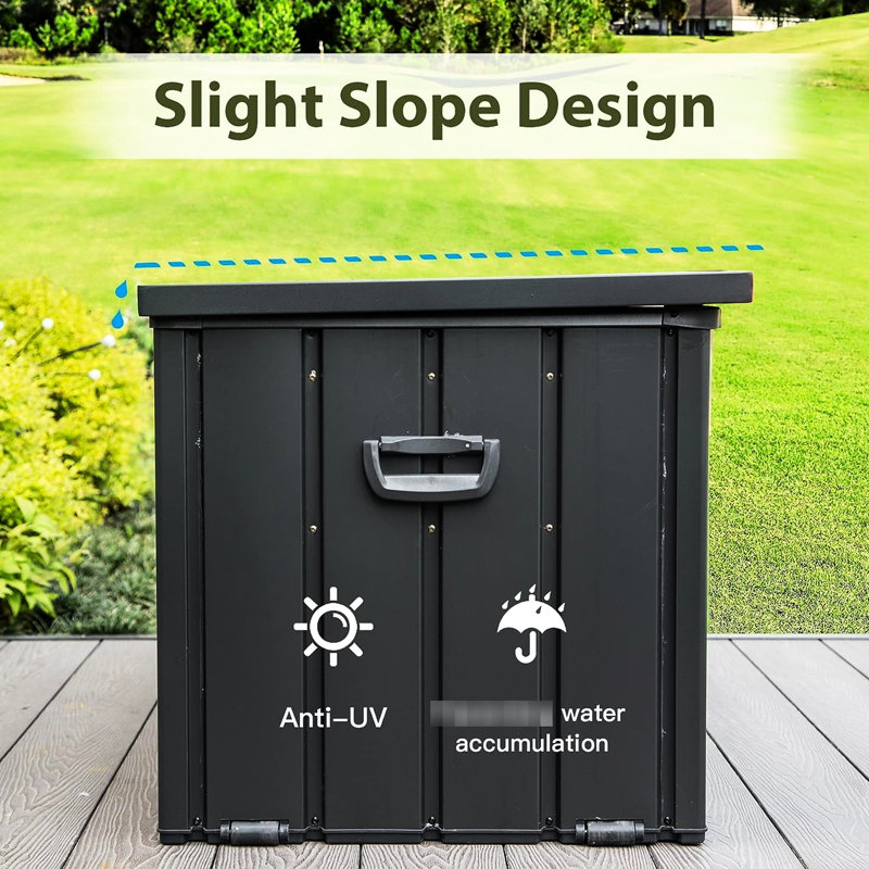 Waterproof Outdoor Deck Box - 120 Gallon Capacity, Lockable, For Patio Cushions & Garden Tools  Dark Gray Storage Waterproof, Items