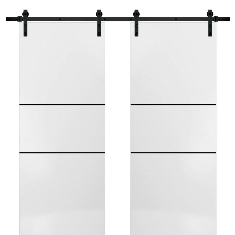 Porte de grange en bois massif massif, Satin blanc, 36 po x 80 po