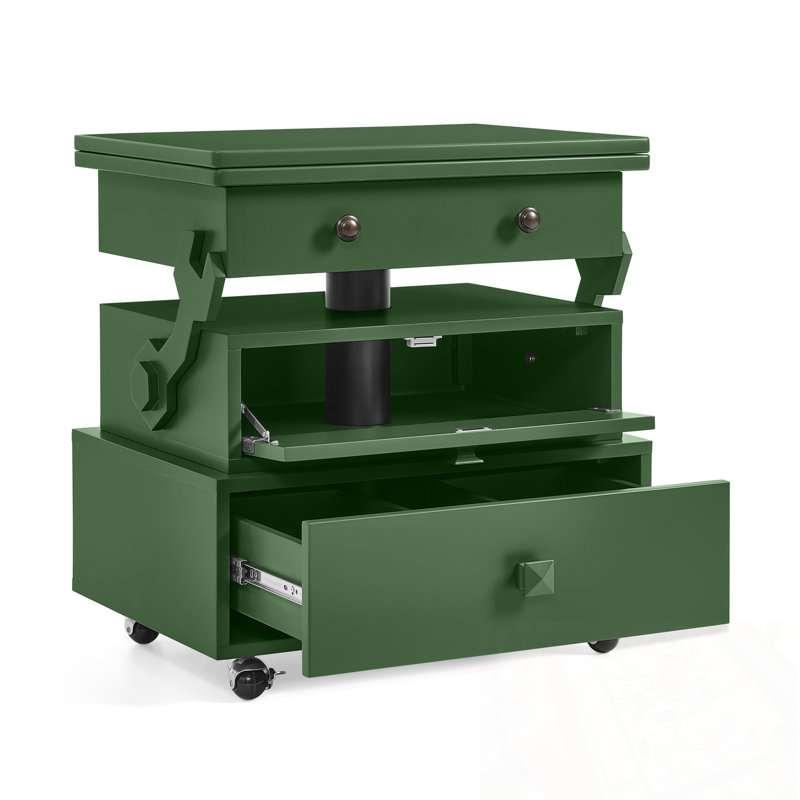 Table basse à hauteur réglable avec station de charge et tiroirs de rangement, Vert
