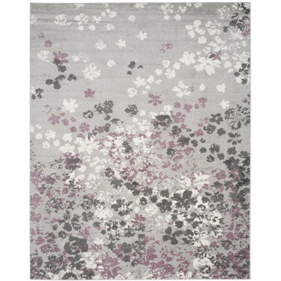Makeba Floral Gray/Purple Area Rug