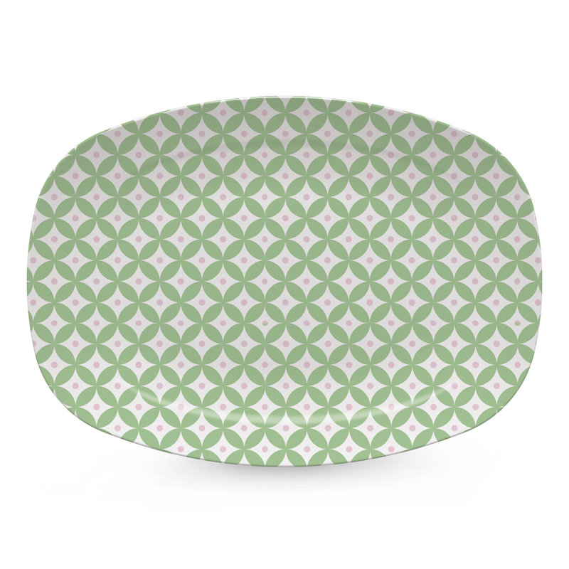 Plateau géométrique vert et rose Rosa