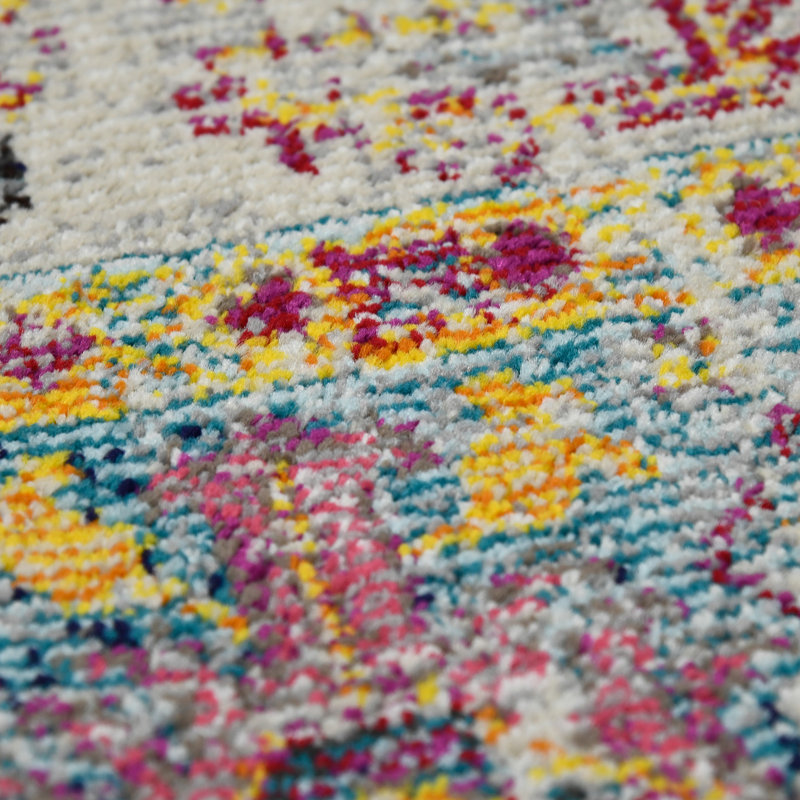 Alyssa Transitional Bordered Durable Performance Multicolor Area Rug, Rectangle 3'3" x 5'