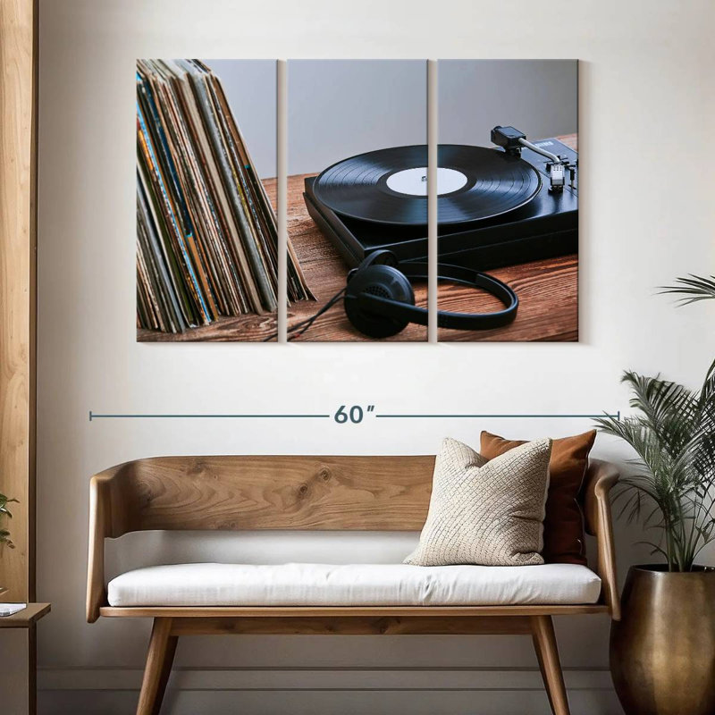 Abarca Vinyls And Record Player, 32" H x 50" W