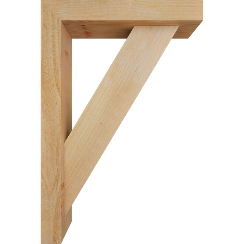 Traditional Block Bracket with Offset Brace, 24 x 16, 4"W Douglas Fir (Rough Sawn)