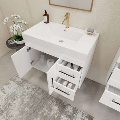 35.4" Wall-Mounted Single Bathroom Vanity Set