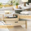 Grande table de chevet 24 po avec station de charge, pieds de poteaux ronds massifs, table de bout à 2 tiroirs avec tablette ouverte-118662940-118662938