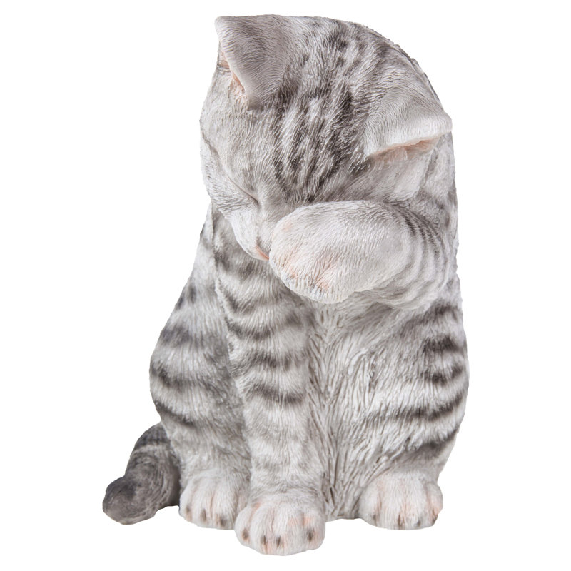 Statue pour laver tabby allongé cat american shorthair, Gris