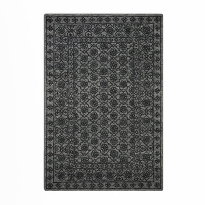 Millcreek Oriental Handmade Tufted Wool Area Rug in Smoke/Black