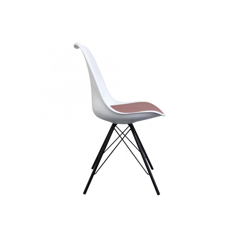 Aneta Plastic Side Chair, Dusty Pink/White