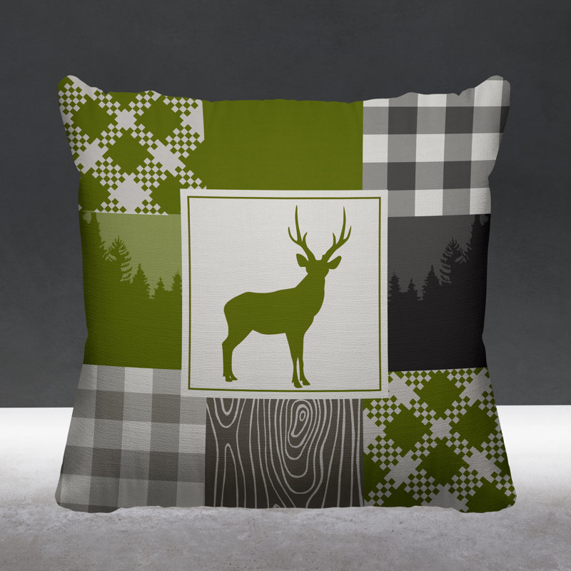 Coussin intérieur / extérieur Range Trees Cabin, 19 po x 19 po, Chartreuse, Carré