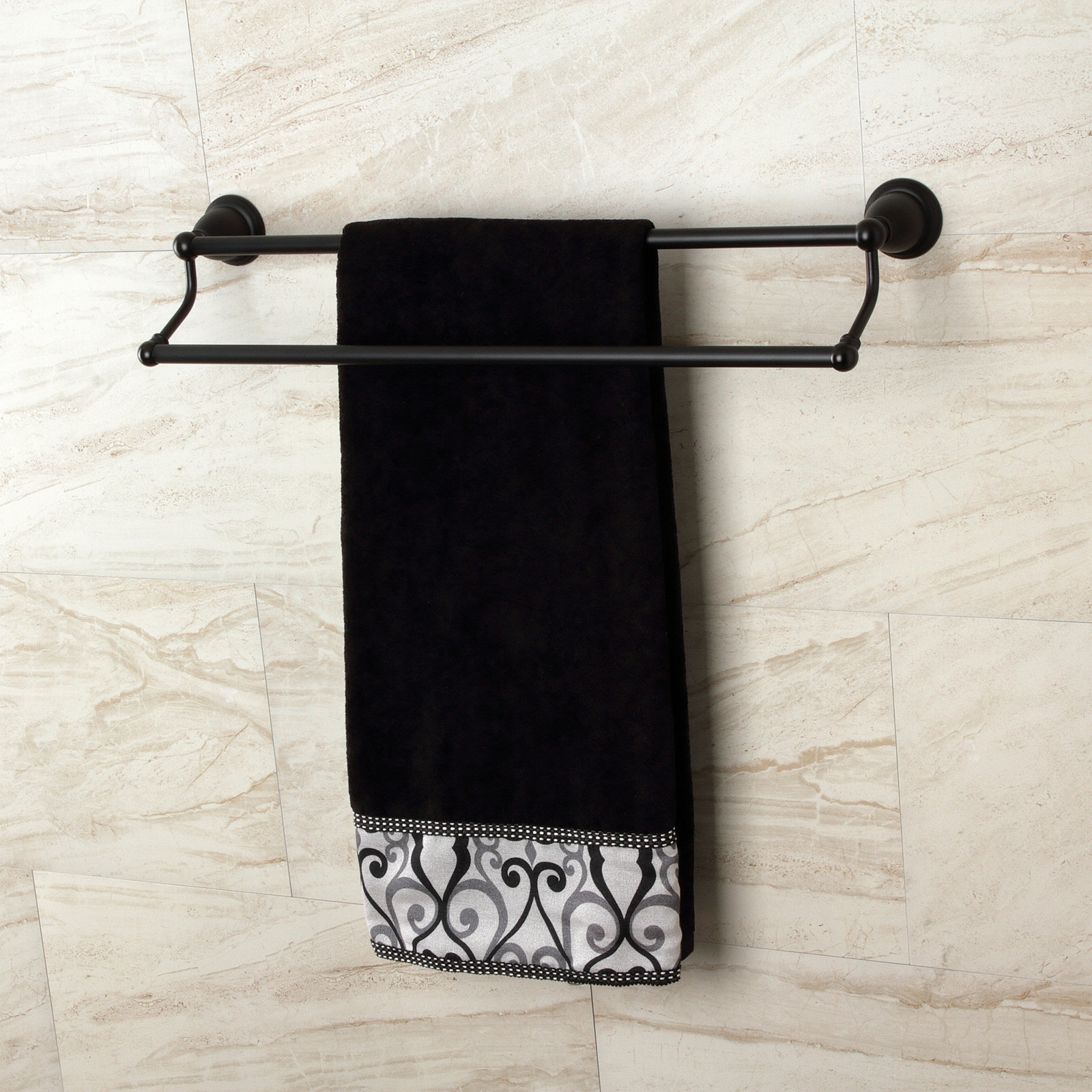 Heritage 24" Dual Towel Bar, Matte Black