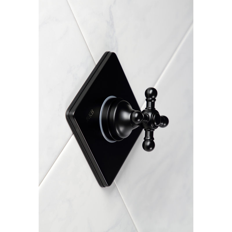 Kingston Brass Single-Handle Wall Mount Three-Way Diverter Valve with Trim Kit, Matte Black