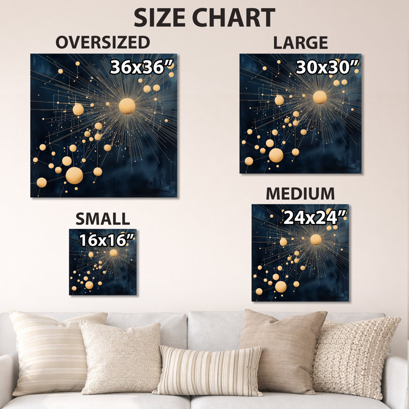 Mod Constellation Burst - étoiles, décoration murale en métal, impression moderne sur métal, L 16 po x H 16 po