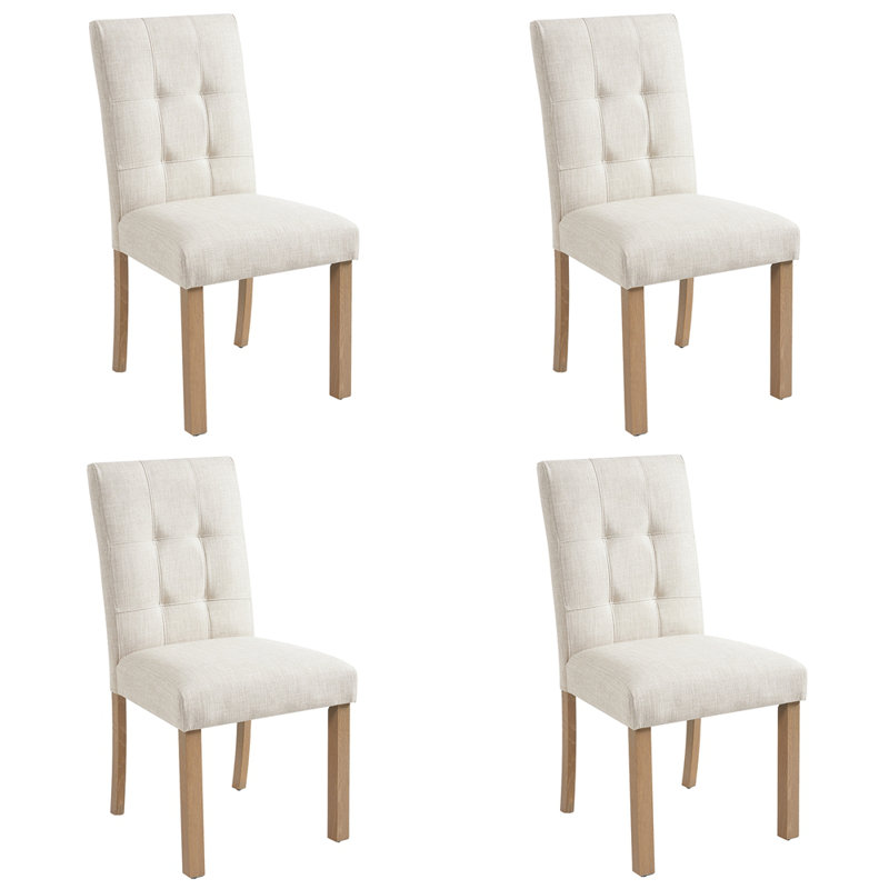 Ensemble de 4 chaises de salle à manger en bois avec dossier, Beige / Naturel