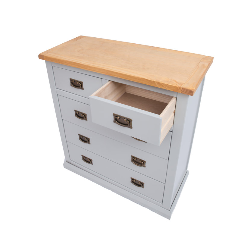 Dotson 90cm W 5 - Drawer Chest of Drawers, Light Brown/Grey