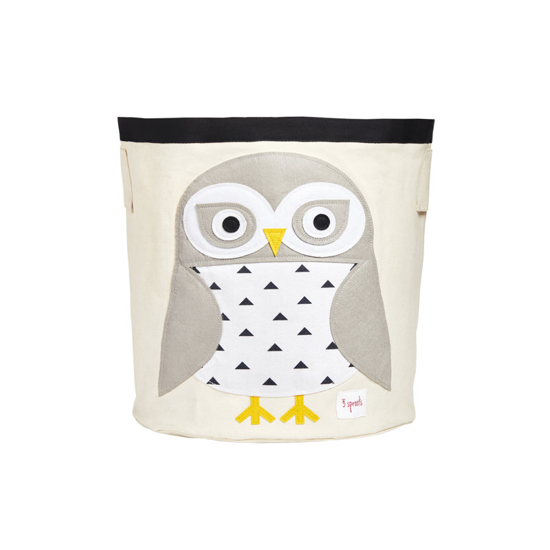 3 Sprouts - Canvas Storage Bin - Laundry and Toy Basket for Baby and Kids - Snowy Owl