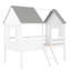 Lit mezzanine simple de taille simple avec fenêtres latérales - Structure de jeu en bois de pin blanc et gris