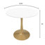 Table de salle à manger ronde avec plateau en pierre frittée et base de piédestal en acier pour 2 à 4 personnes dans la cuisine et la salle à manger-413644444-413644445