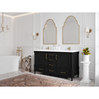 Stagner 60 In. W X 22 In. D Double Sink Bathroom Vanity In Evergreen With Cove Edge