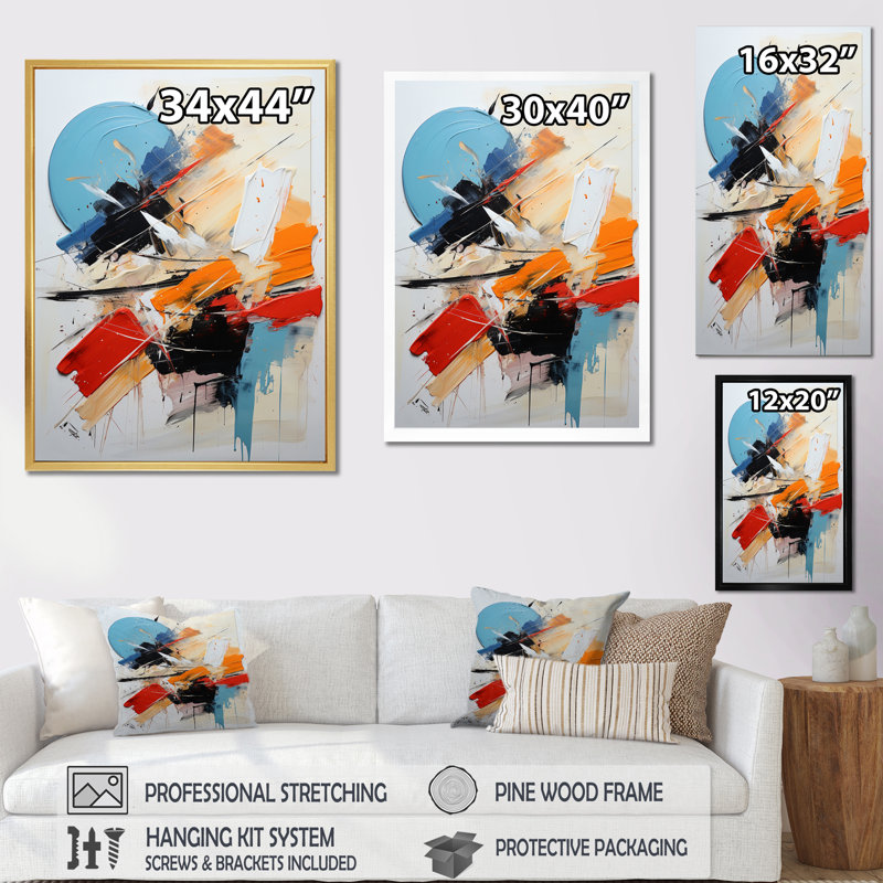 «Cerulean Passager Of Fragile Wisdom Abstract», reproduction d'art sur toile, H 20 po x l 12 po x P 1 po, Cadre flottant doré