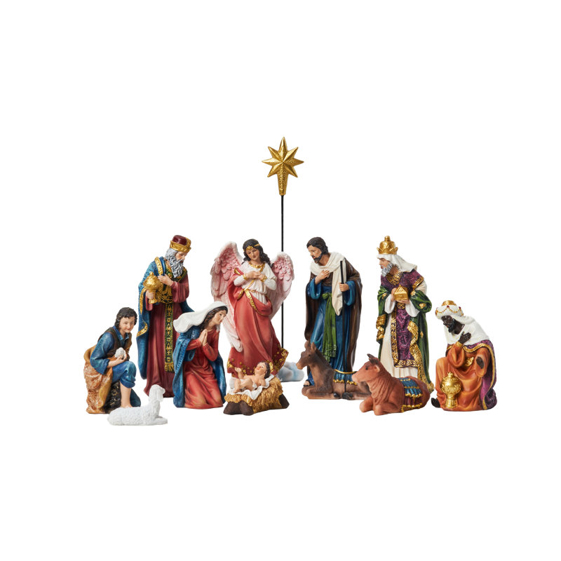 13 pièces de figurine de crèche en résine de luxe, ensembles de crèche de Noël de 5,9 po pour Noël