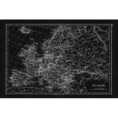 Blackprint Map Of Europe - Wrapped Canvas Print