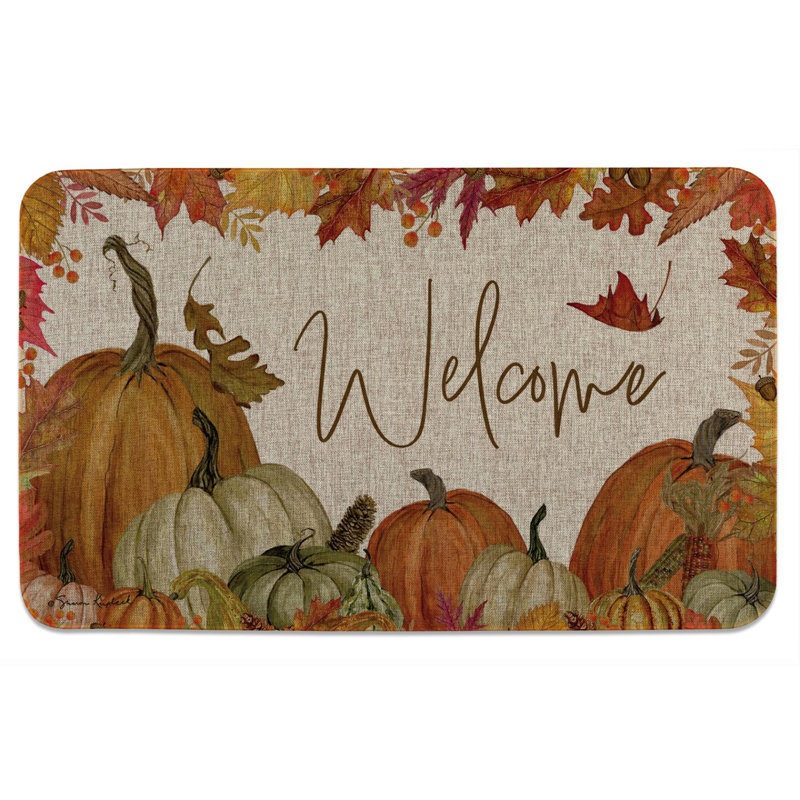 Tapis de sol intérieur / extérieur Fall Pumpkin Welcome