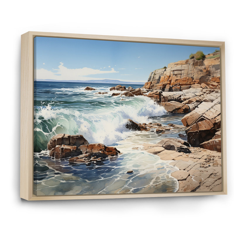 Sachem Rocky Beach, textures rocheuses sur toile, H 24 po x l 32 po x P 1 po, Cadre naturel flottant