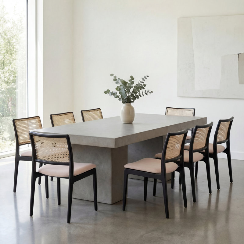 Kareen Pedestal Dining Table, 82.75" L x 39.25" W, Dark Gray, Standard Table (30.5" Height)
