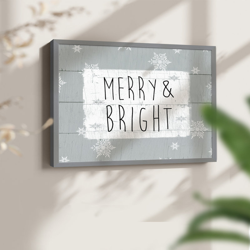 Merry and Bright flocons de neige - impression encadrée - réversible, H 16 po x l 20 po, Gris