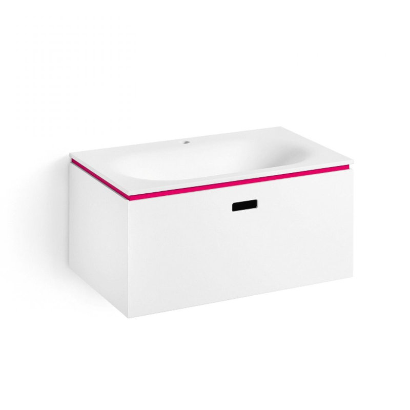 Linea 28" White and Fuchsia Modern Wall-Mounted Single Vanity