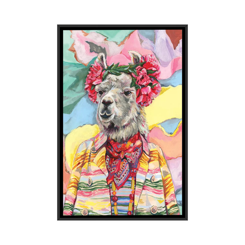 Impression « Desert llama » par Heather Perry, Pas de tapis, H 60 po x l 40po x P 1,5 po, Toile avec cadre noir